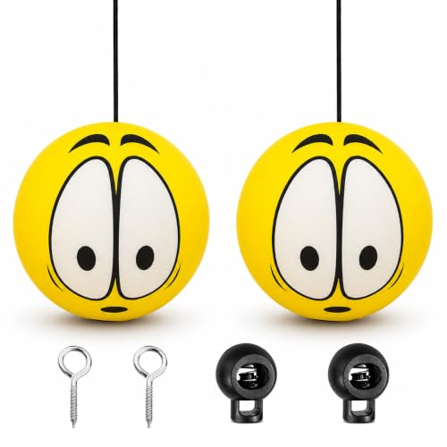 TTLCFP 2 PCS Garage Parking Aid, Funny Aid-Parking Ball Garage Stop Indicator with Cord Locks & Screw Hooks, Universal Retractable Parking Guide Ball Assistant kit for Most Vehicles (Eyes)