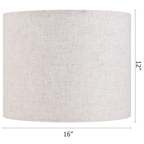 image for Large Drum Lamp shades Set of 2 Oatmeal Linen Lampshade 16