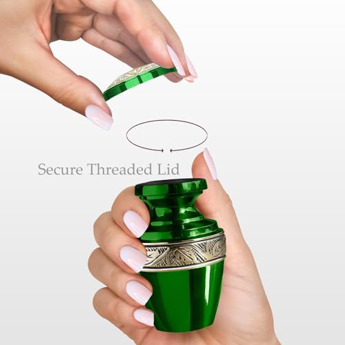 Image of Trupoint Memorials Cremation Urns for Human Ashes, Funeral Memorial Urn for Male and Female, Decorative Burial Grecian Urn Collection for Adult Men & Women - Grecian Green and Gold, 1 Keepsake