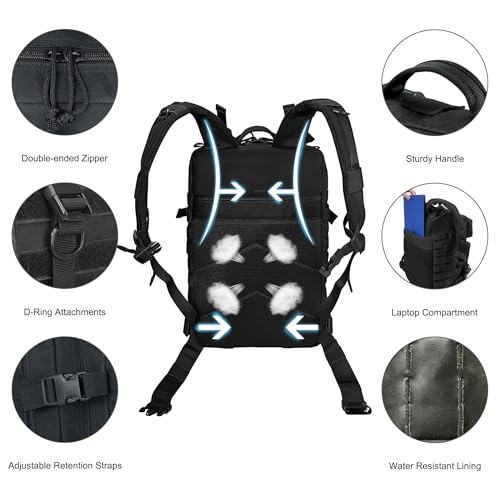 Image of Military Tactical Backpack for Men, 45L 3 Day Assault Pack, Heavy Duty Large Molle Backpack for Outdoor, Hiking, Camping, Black