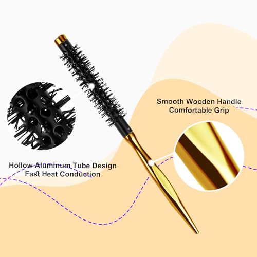 Small Round Hair Brush, 1 Inch Quiff Roller Brush for Blow Drying Portable Travel Curling Hairbrush for Women Hair Styling - Image 3
