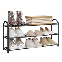 WOLTU 3 Tier Shoe Rack Standing Storage Organiser Shelves for 12 Pairs Shoes For Living Room, Hallway, Metal Black SR0020sz3
