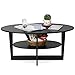Furinno Oval Coffee Table, Walnut