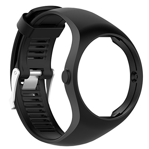 MOTONG Silicone Replacement Band For Polar M200 GPS Running Watch (Silicone Black)