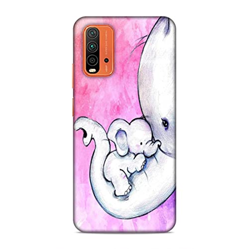 Image of Printed Mobile Back Hard Case Cover for Xiaomi Redmi 9 Power | Cute Elephant, Baby Elephant, Mom's Love -2202