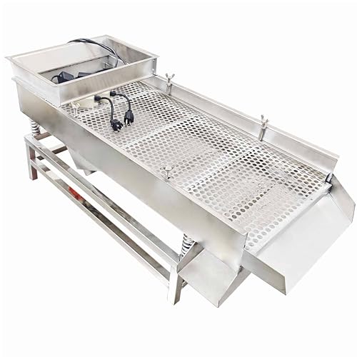 LGXEnzhuo 110V JG40-95 Linear Vibrating Screen Double Motor Single Layer Round Mesh Full Stainless Steel 12mm 80W*2