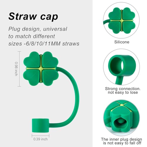 6-Pack-St-Patricks-Day-Shamrock-Straw-Covers-for-Stanley-Cup-Accessories-Straws-Cover-Caps-for-Tumblers-Cute-Silicone-Straw-Topper-s-for-Yeti-Cups-Leak-Proof-Anti-Dust-Tips-Gift-Green 6 Pack St Patricks Day Shamrock Straw Covers for Stanley Cup Accessories Straws Cover Caps for Tumblers Cute Silicone Straw Topper s for Yeti Cups Leak Proof Anti Dust Tips Gift Green
