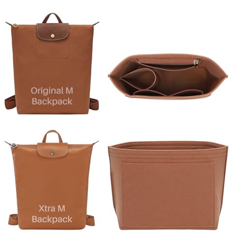 KESOIL Bolsa organizadora de feltro premium para Longchamp Le Pliage, bolsa organizadora longa com zíper e suporte de copo, 8 compartimentos