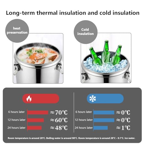 AIZYR Stainless Steel Insulation Soup Barrel Warmer Kitchen Tool with Tap, Large Capacity Commercial Coffee/Milk/Tea/Sweet Soup Pot for Restaurant Canteen Home Party,31L