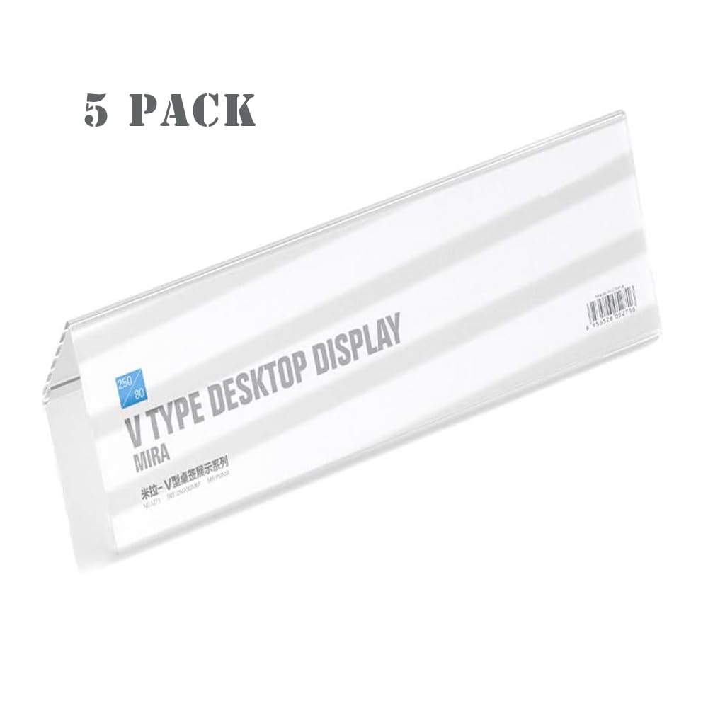 ECKEK 5 Pack Desk Name Plate Holder, Acrylic Sign Holder for Table Display V Shape Double Sided Nameplate (150*60MM/5.91x2.36 inches) - Image 3