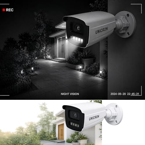 Image of UNICRON 3MP Bullet Security Camera, 10x Digital Zoom, Full Duplex Two-Way Audio, Color Night Vision, Humanoid Alerts, Micro SD & Cloud Storage -Bullet