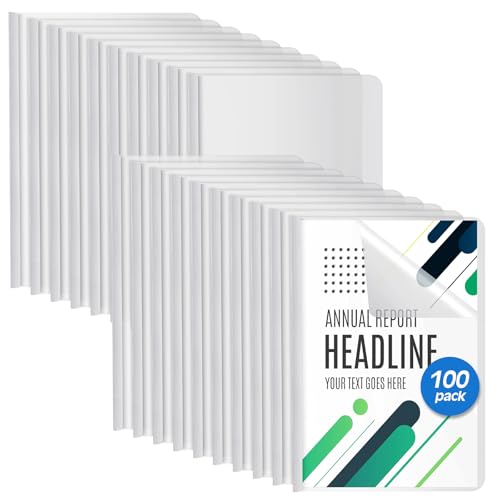 Pochette plastique transparente A4 avec barre coulissante blanche lot de 100