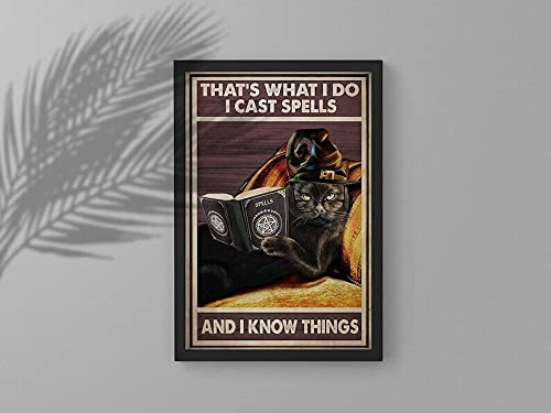 HOUVSSEN Halloween Cat Poster That's What I Do I Cast Spells and I Know Things Poster Metal Tin Signs 8x12 Inch Tin Sign/Poster Metal