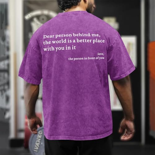Image of Dear Person Behind Me Shirt You are Enough Tshirts for Men Oversized Inspirational Positive Tees Vintage Graphic Tops