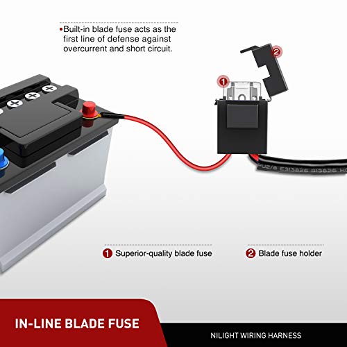 Image of Nilight - 10036W 14AWG 11.5 Feet DT Connector Wiring Harness Kit LED Light Bar 12V On Off Switch Power Relay Blade Fuse for Off Road Lights LED Work Light-2 Leads