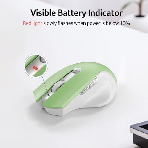 Image of Acer Wireless Mouse for Laptop, 2.4GHz Computer Mouse 3 Adjustable DPI Office Cordless USB Mice with USBA Receiver, 6 Buttons, 1600 DPI, Medium to Large Sized Hands (Green)