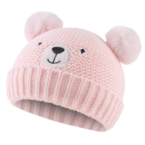 JANGANNSA Cute Bear Baby Beanie Pompom Baby Boys Hat Infant Toddler Winter Knitted Beanies for Girls2