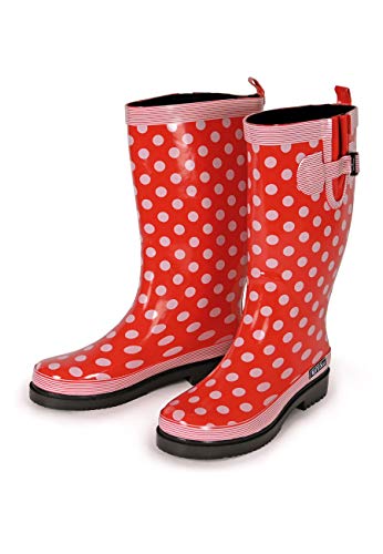 MADSea Damen Gummistiefel Ocean High Langschaft, Rot mit weißen Punkten, 38 EU