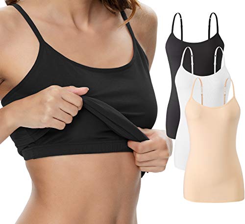 Image of Vislivin Womens Cotton Camisole Adjustable Strap Tank Tops with Shelf Bra Stretch Undershirts