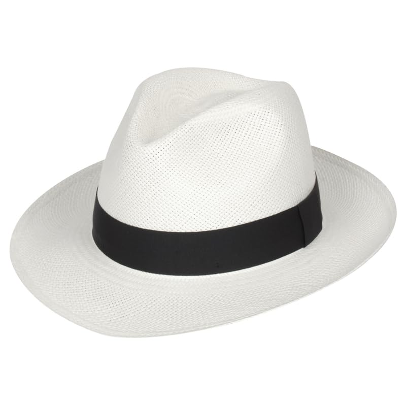 BigalliPuerto Cayo Panama Hat for Women Men Summer Beach Hat Center Dent Shape Grosgrain Ribbon, Toquilla Straw Grade 3
