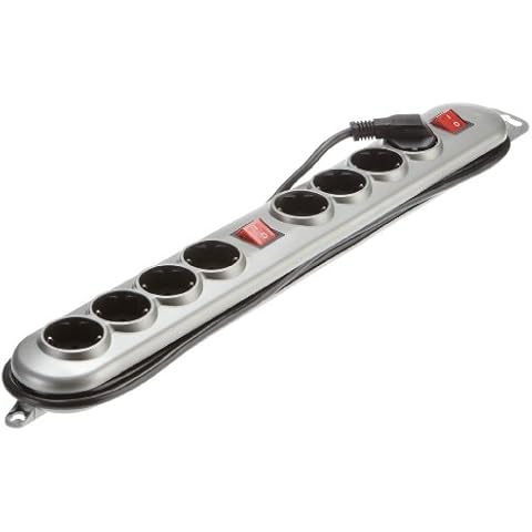 Regleta doble Unitec 44148 con 2 secciones de 4 enchufes y 2 interruptores Cover