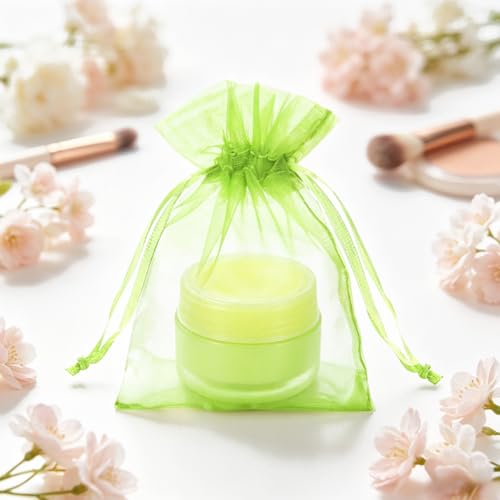 Image of joycraft 50Pcs Light Green Organza Bags - 2.7x3.5 In Sheer Jewelry Mesh Pouch, Small Party Favor Drawstring Pouch for Wedding, Birthday, Baby Shower, DIY Craft