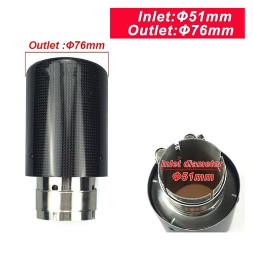 Tuyau d'échappement en fibre de carbone vernie entrée 51mm et sortie 76mm
