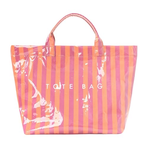 Image of Lushandy PVC Tote Bag Women's Plastic Tote Purse Large Letters Print Hobo Handbag for Work, Beach, Gift
