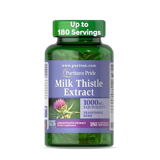 Puritans Pride Milk Thistle 4:1 Extract 1000 Mg (Silymarin) Softgels, 180 Count