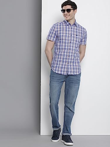 Image of The Indian Garage Co Men Slim Fit Checkered Half Sleeves Cutaway Collar Casual Shirt
