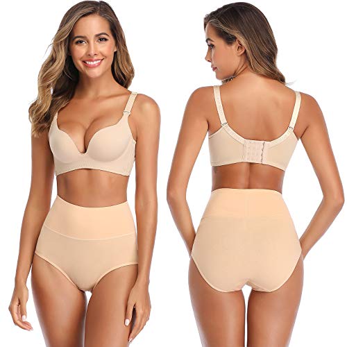 Image of Womens Underwear,Cotton Mid Waist No Muffin Top Full Coverage Brief Ladies Panties Lingerie Undergarments for Women Multipack