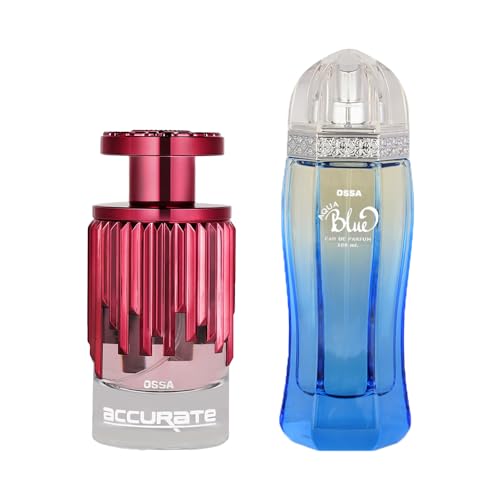 Image of Ossa Accurate Eau De Parfum for Women with Floral And Fruity Notes and Aqua Blue Eau De Parfum For Men With Fresh And Citrusy Notes| 100ml Perfume Long lasting EDP (Pack of 2)