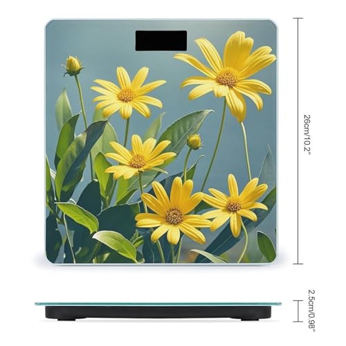 Báscula Digital de Baño Amarilla con Flores y Hojas miniatura 2