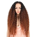 Style Icon Easy-360 Lace Wigs 29” Free Part Lace Front Wigs Synthetic Wigs Ombre Reddish Lace Wig Density 130%(29', TAT1B/33D/130E)