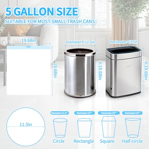 Image of 100 Count Small Trash Bags for 5-Gallon Trash Cans, Thick Pre-separated Garbage Bags,Mini Wastebasket can Liners for Bathroom Bedroom Office(White)