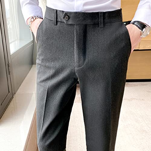 Men's Slim Business Casual Trousers Classic-Fit Expandable-Waist Pant Flat-Front Comfort Fit Dress Pants4