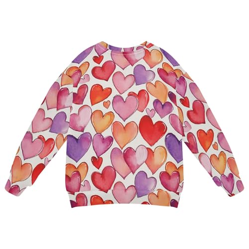 JUNZAN Cartoon Cute Love Hearts Big Girls Hoodie Sweatshirt Long Sleeve Boys Sweat Shirt Sports 4T2