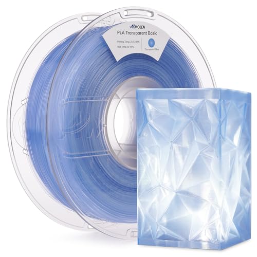 Image of AMOLEN 3D Printer Filament Crystal PLA Translucent 1.75mm, Crystal Blue Clear Printing, Low Warping & No-Bubbles, Dimensional Accuracy + /- 0.02 mm, Fits Most FDM 3D Printers, 1kg Spool(2.2lbs)