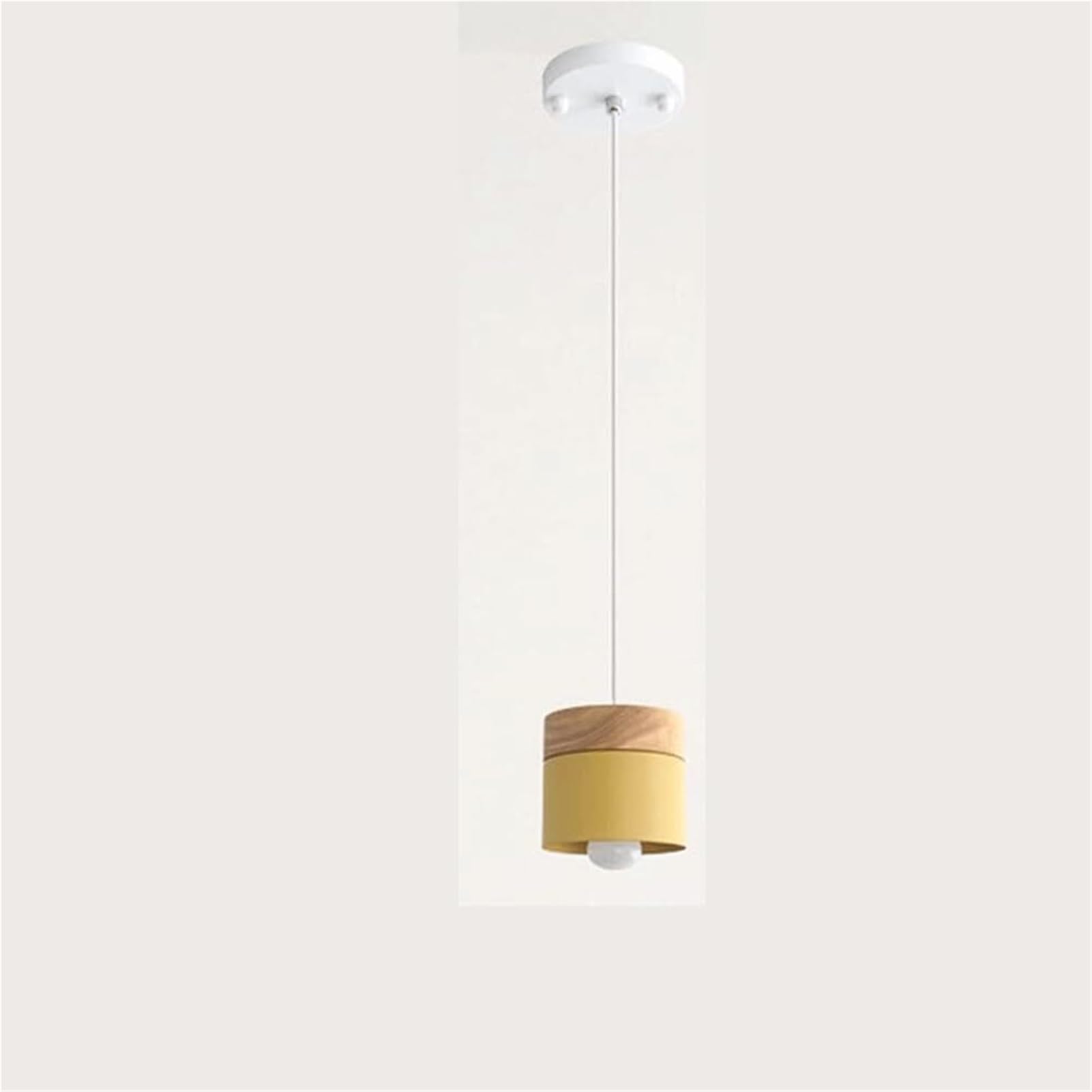 HUAYUSEDF Nordic Wood Simple Single Head Pendant Lamp Chandelier Hanging Lighting Ceiling Fixture E27 for Bedroom Bedside Atmosphere(Yellow)
