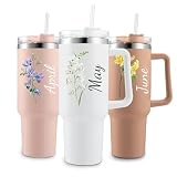 RYTOTHU Personalized Tumbler with Handle and Straw, 40 Oz Custom Insulated Tumblers with Names - Customized Travel Coffee Tumbler Mug, Personalized Birthday Gifts for Women