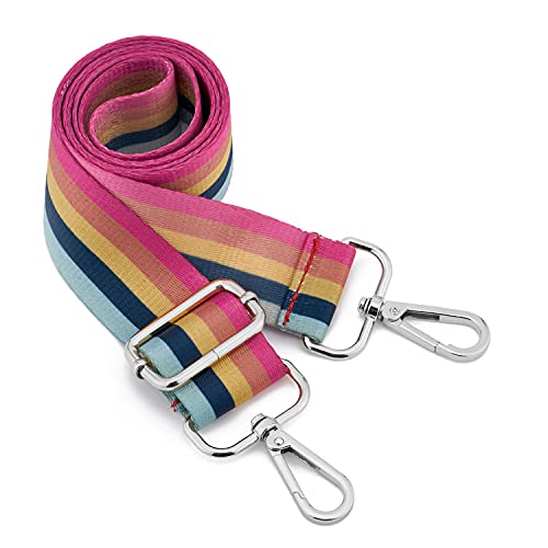 Image of Silvery Buckles Wide Shoulder Strap Adjustable Replacement Belt Crossbody Canvas Bag Handbag