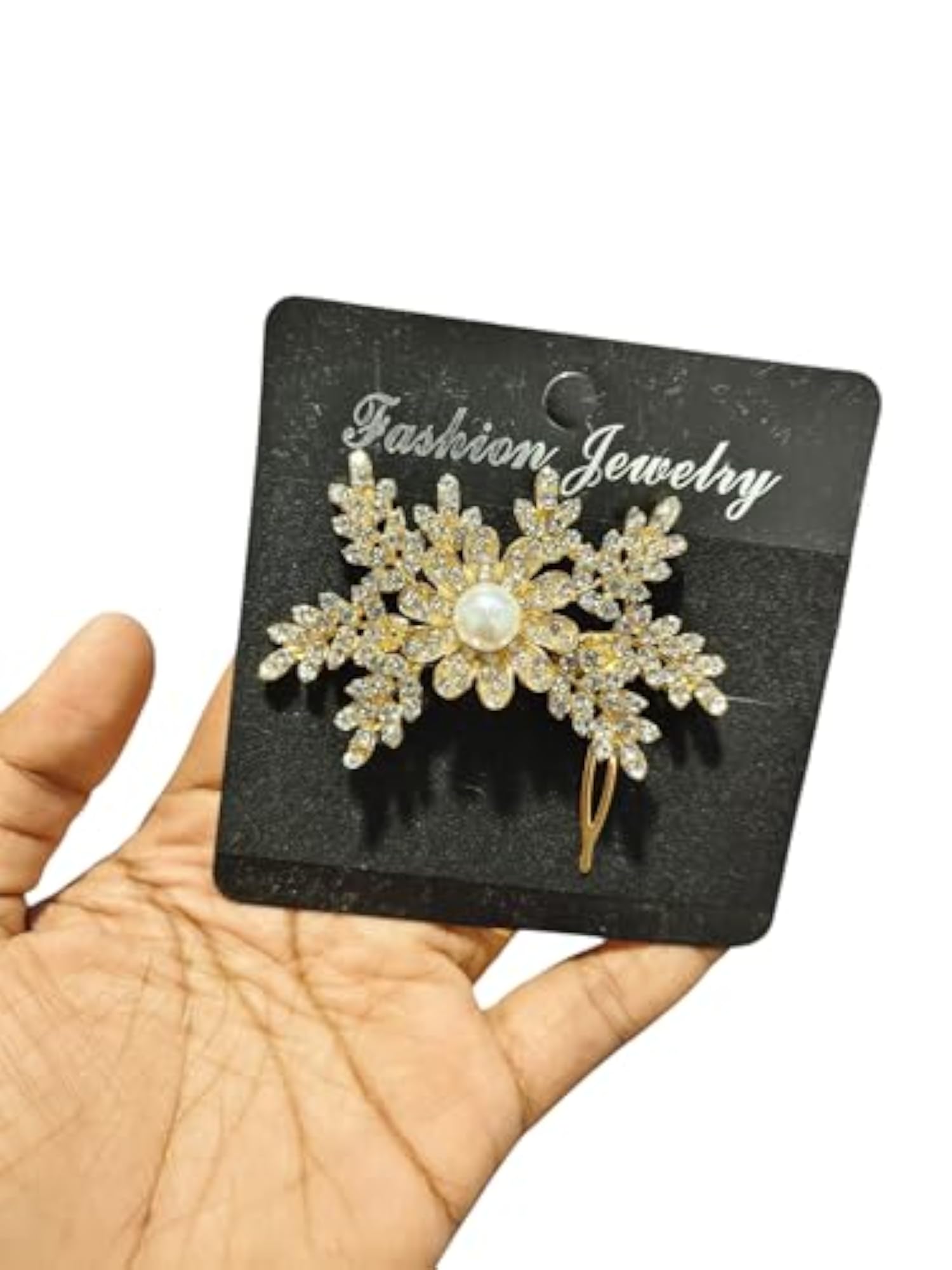 Gold Crystal Pearl Flower Hair Clip, Elegant Bridal Accessory