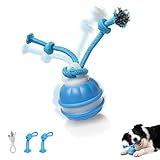 Interaktives Hundespielzeug Ball mit 3 Spielmodi, Elektrischer Hundeball mit Schwanz & 2 Kauschnüren, Intelligenter Spielball mit Geräuschen für Kleine Hunde, Welpen & Aktive Vierbeiner (M)
