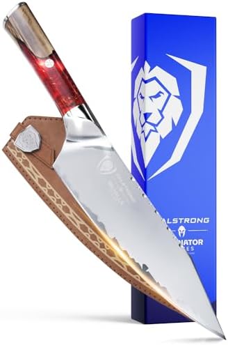 Dalstrong Chef Knife - 8 inch Blade - Premium 9CR18MOV HC Steel - Full Tang - Red Resin Handle - Chef's Knife - Valhalla Series - Razor Sharp Kitchen - Professional Leatther Sheath - Thumbnail 2