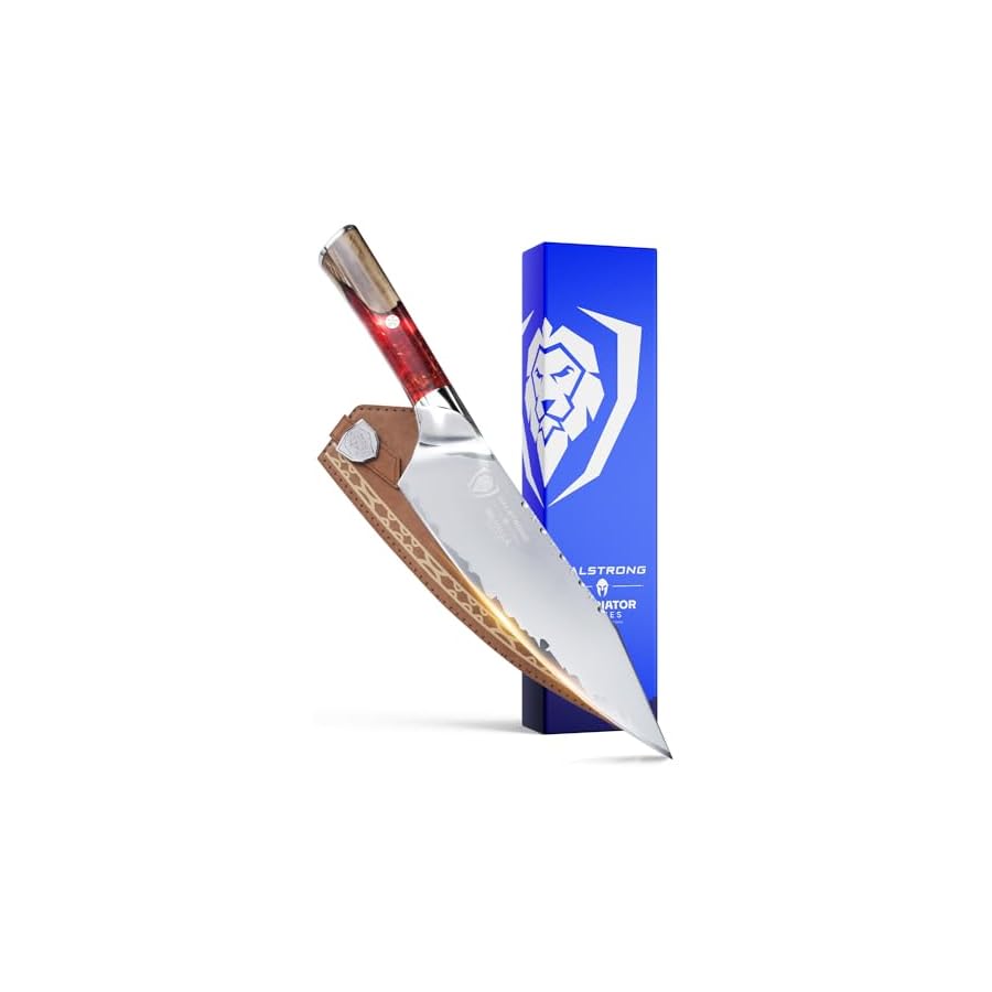 Dalstrong-Chef-Knife-8-inch-Valhalla-Series-9CR18MOV-HC-Steel-Kitchen-Knife-Red-Resin-Wood-Handle-Razor-Sharp-Kitchen-Knife-Cooking-Knife-Chefs-Knife-wLeather-Sheath Dalstrong Chef Knife - 8 inch - Valhalla Series - 9CR18MOV HC Steel Kitchen Knife - Red Resin & Wood Handle - Razor Sharp Kitchen Knife - Cooking Knife - Chef's Knife - w/Leather Sheath
