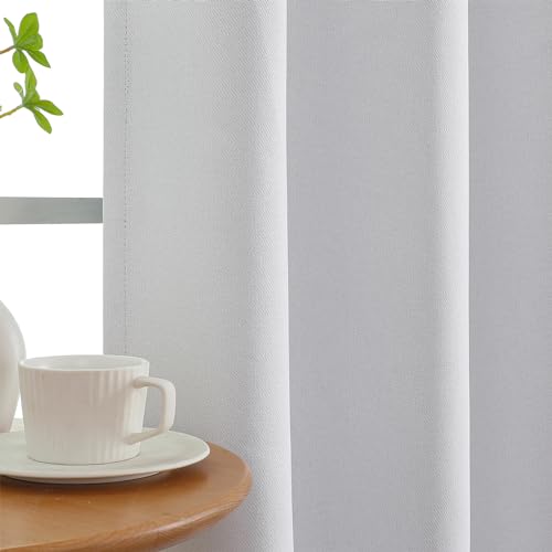 Image of Joydeco 100% Blackout Curtains 90 Inches Long 2 Panels Set, Thermal Insulated Long Curtains& Drapes 2 Burg, Room Darkening Drapes for Bedroom Living Room Window (Pure White, W52 x L90 Inch)