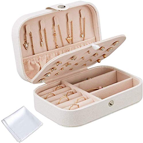 Preisvergleich Produktbild NUFOKG Schmuckkästchen, doppelschichtig, für Reisen, für Halsketten, Ohrringe, Ringe, Armbanduhren, Schmuckkästchen für Frauen, Mädchen, Geschenk (pink)