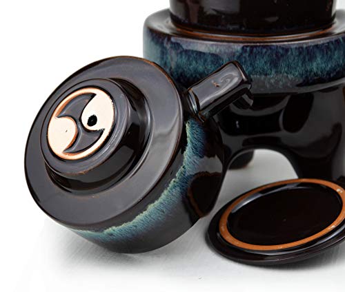 Image of Chinese Gongfu Tea Gift Set, Service Automatic Stone-Mill Design Handmade Ceramics Tea Pot 6 Cups Japanese Kung Fu Tea for Adults Men Women Tea Ceremony Party Home Office Decor (colorfuly)