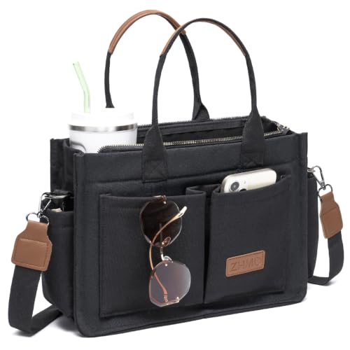 Image of ZHMO Canvas Tote Bag for Women,Women's Bags Crossbody Bags Work Laptop Tote Bag Large Handbags Purse for Travel Nurse Teacher