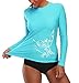 SOCIALA Long Sleeve Swim Shirts Womens Rashguard Swimsuit UPF 50+ Swimming Shirt 2XL Aqua